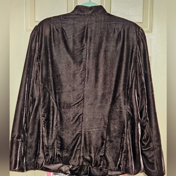 #053 Apt 9- Brown Velour Embroidered Front Evening Jacket- Size: 18W - Picture 2 of 6